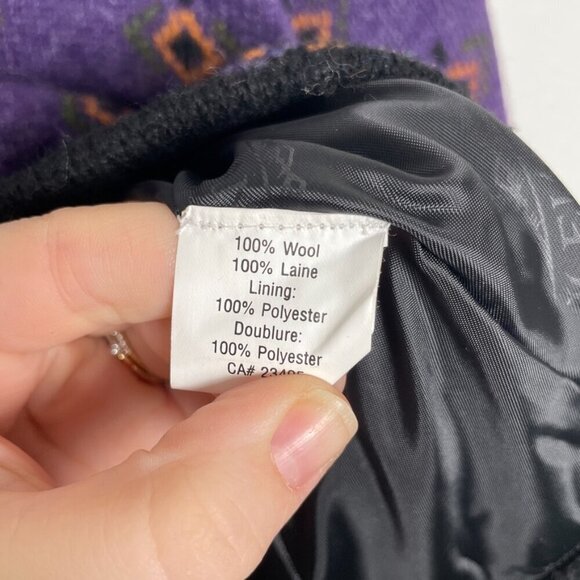 Icelandic Design 100% Wool Purple Floral Nordic Style Zip Jacket Size: Medium - Picture 11 of 11